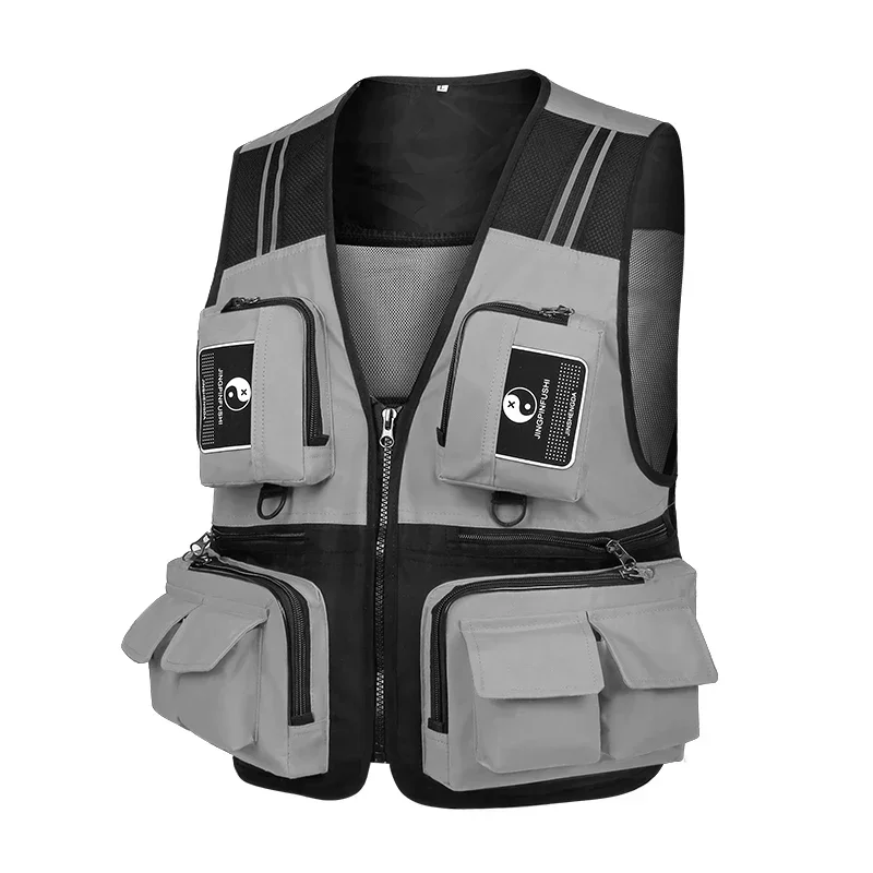 

Fishing Vest Detachable Multiple Pockets Breathable Grid Mesh Comfortable Wear-Resisting with Reflective Stripe