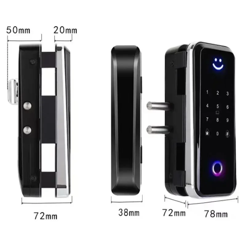 Smart Glass Lock TTlock Mobile Phone Remote Control Fingerprint Digital Password Key Card Smart Glass Door Lock