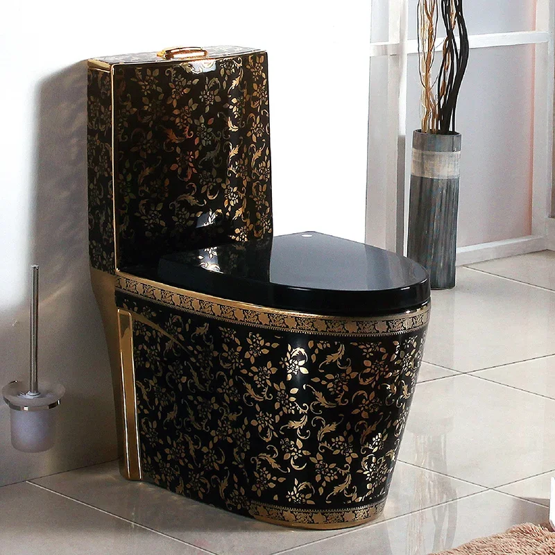 European-Style Black Toilet Golden  Light Luxury Household Creative Personality Red Toilet 0567