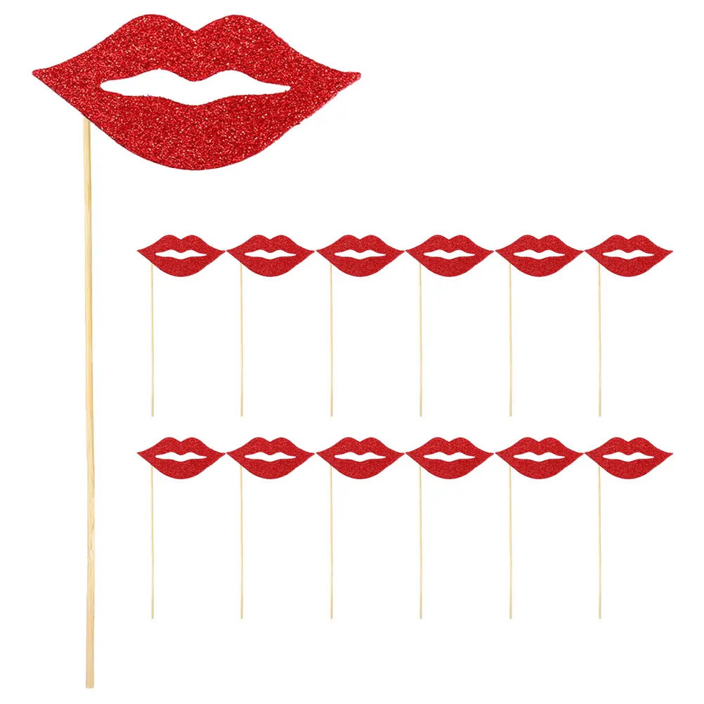 

20 Pcs Lips Photo Props on A Stick Booth Cutouts Engagement Party Decorative Items Birthday