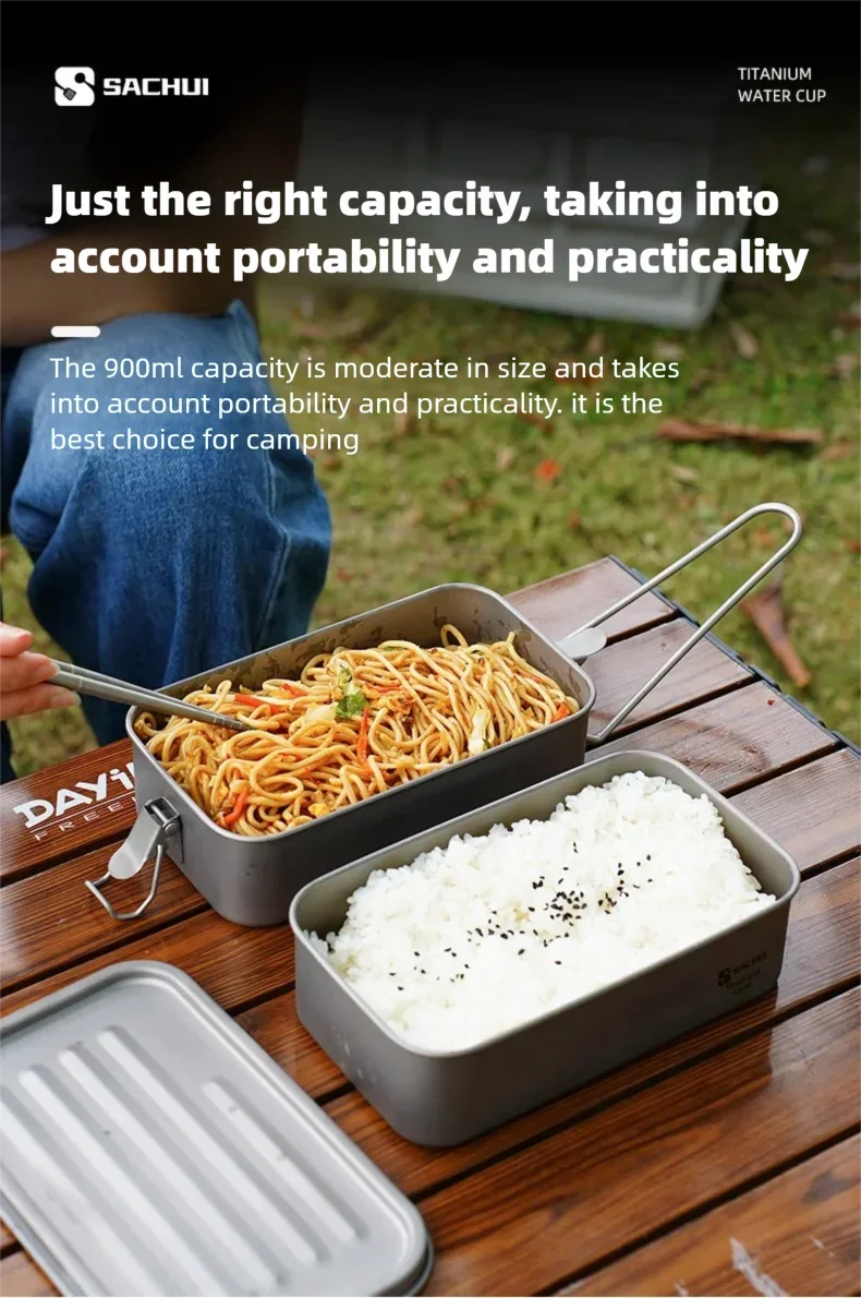 Einschichtige Lunchbox aus reinem Titan für Outdoor-Camping, langlebige, versiegelte Mahlzeitenbox, leichte, tragbare Bento-Box, Lebensmittelbehälter für zu Hause – Detail 10