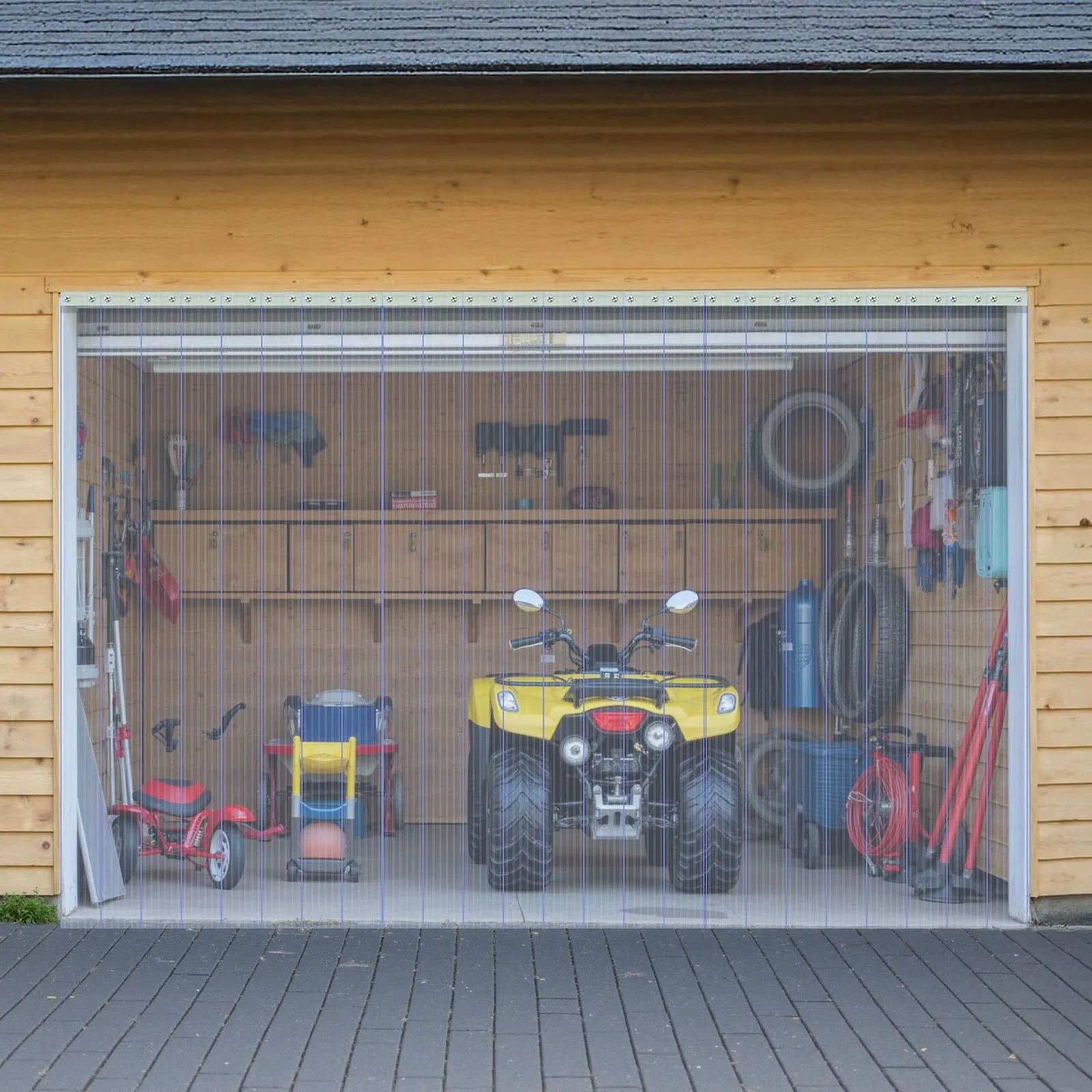 Rideau en bande de PVC côtelé en rouleau, 30,8 m x 0,3 m, épaisseur, température -20~60°C ℃   Bande de porte en plastique pour hangar d'élevage, séparateur d'entrée de supermarché, rouleau continu pour garage/entrepôt/abri agricole