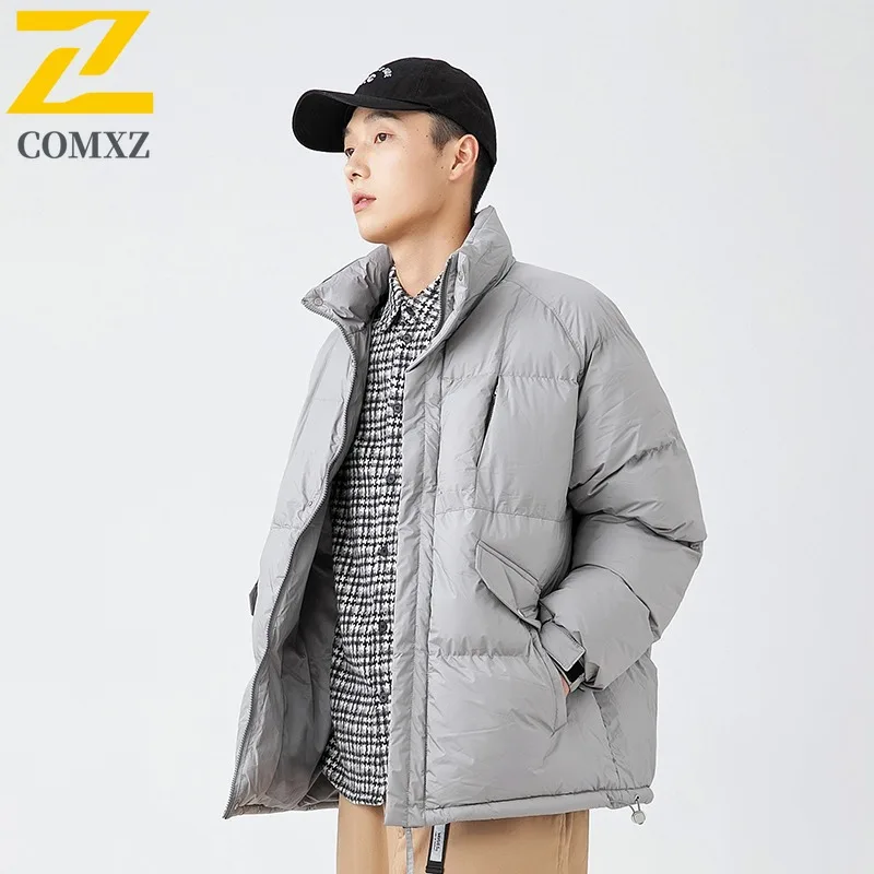 

COMXZ корейский стиль мужская стеганая куртка повседневная ветрозащитная теплая парка сплошной цвет воротник-стойка защита от холода зимние хлопковые куртки