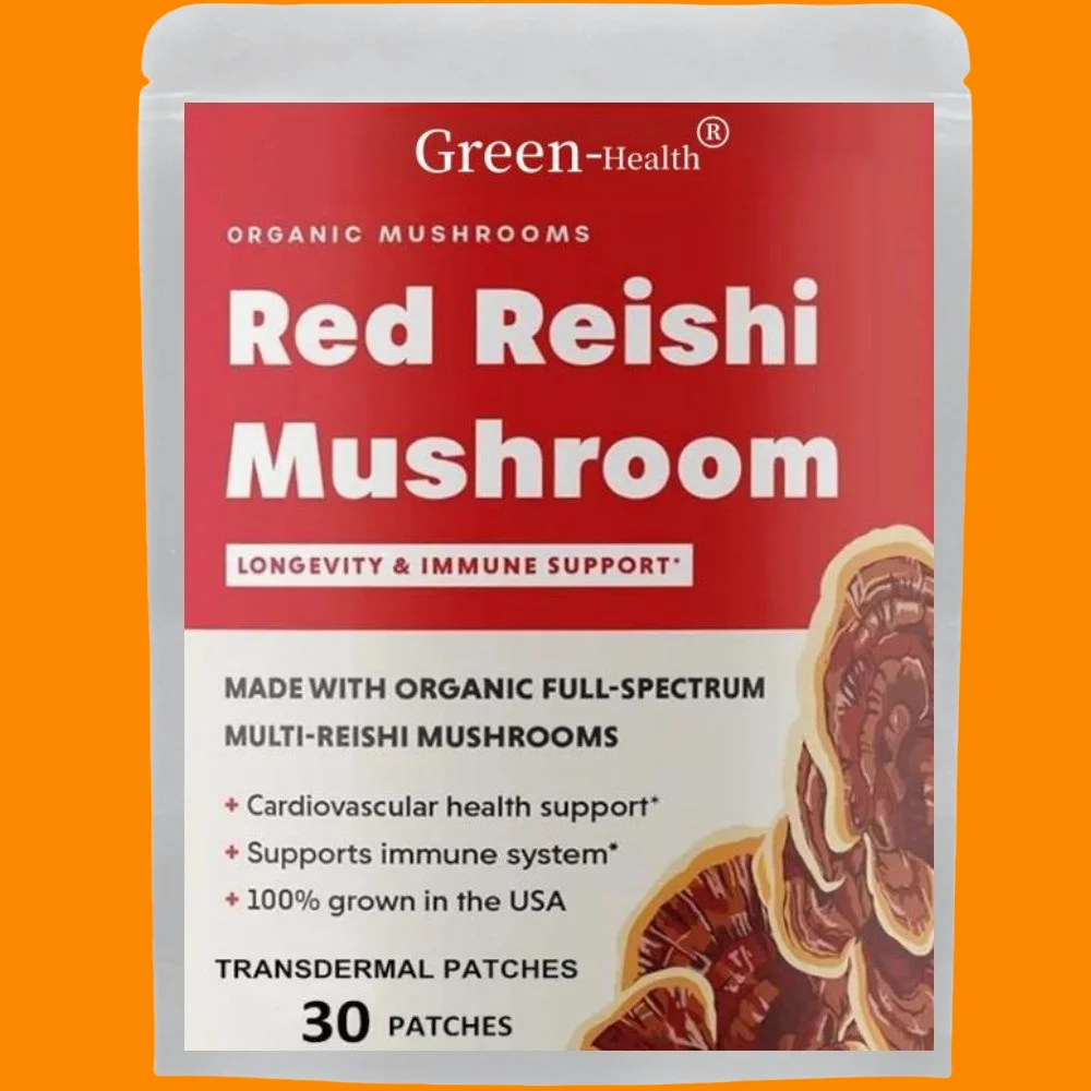 

30 Patches Reishi Mushroom Transdermal Patches Organic Ganoderma Lucidum for Immune Support, Cardio Health and Energy