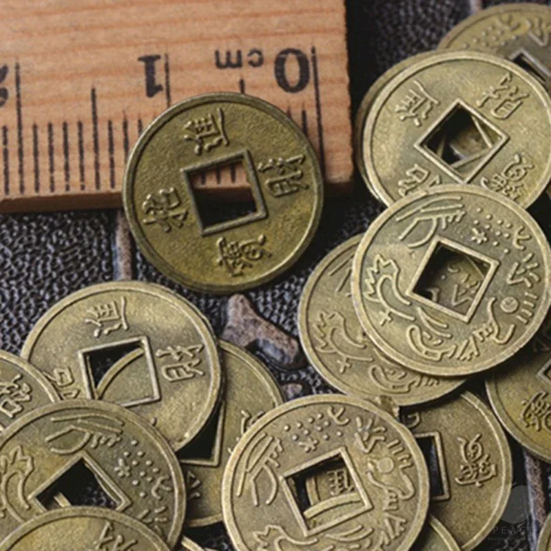 100 Pcs Antique Coins Craft Feng Shui Coins Ancient Chinese I Ching Coins For Health Wealth Charm