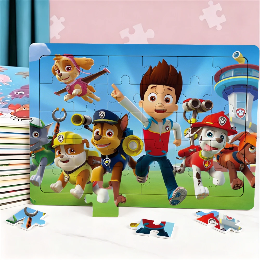 30pcs Paw Patrols Puzzle Kawaii Cartoon Character Printed Puzzle Family Birthday Party Puzzles Educational Learning Toys Gifts