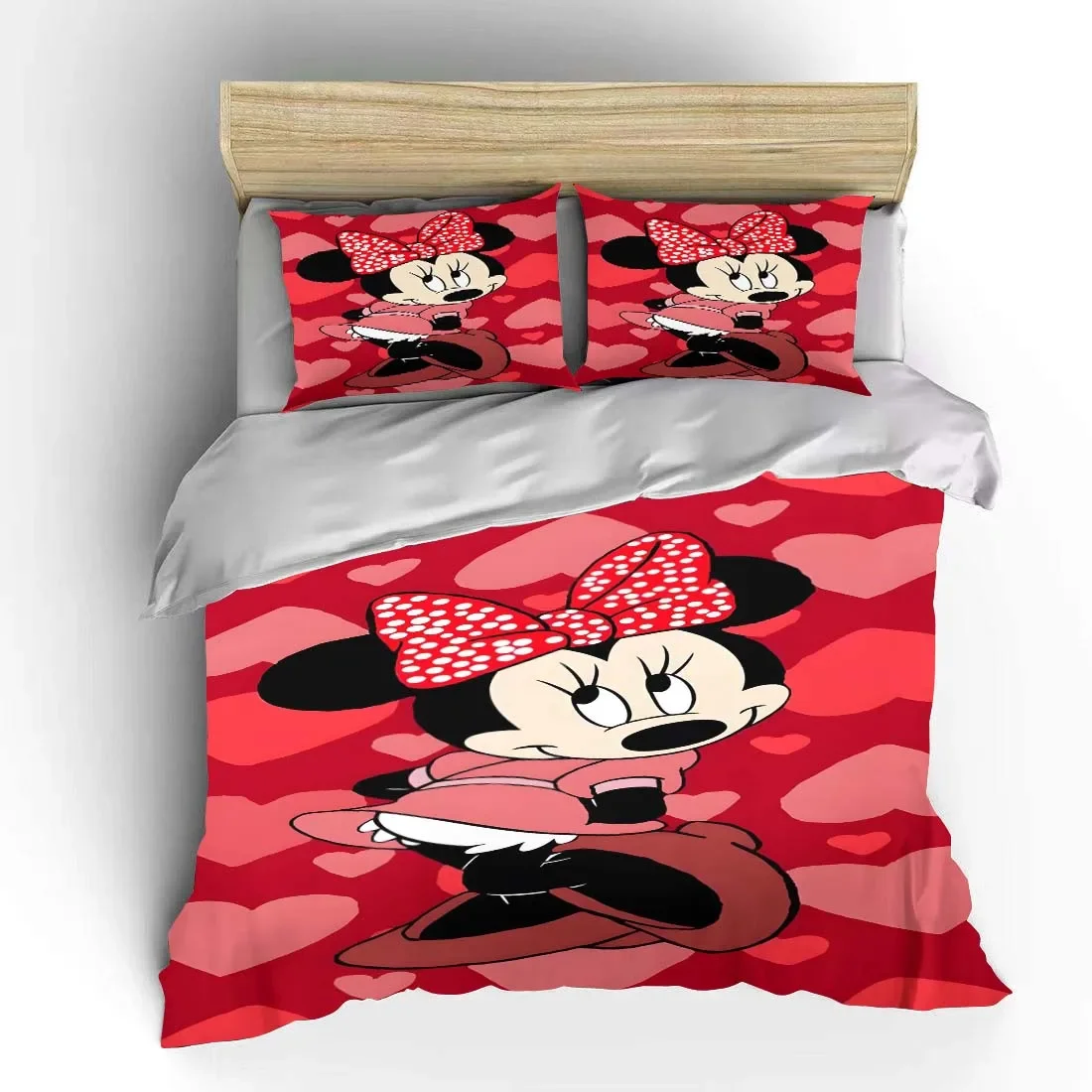 Mickey Minnie 3pcs Bedding Set Fluffy Cartoon Comforter Cover Soft Kids US Twin King Queen Size Bedding Set Baby Bedclothes