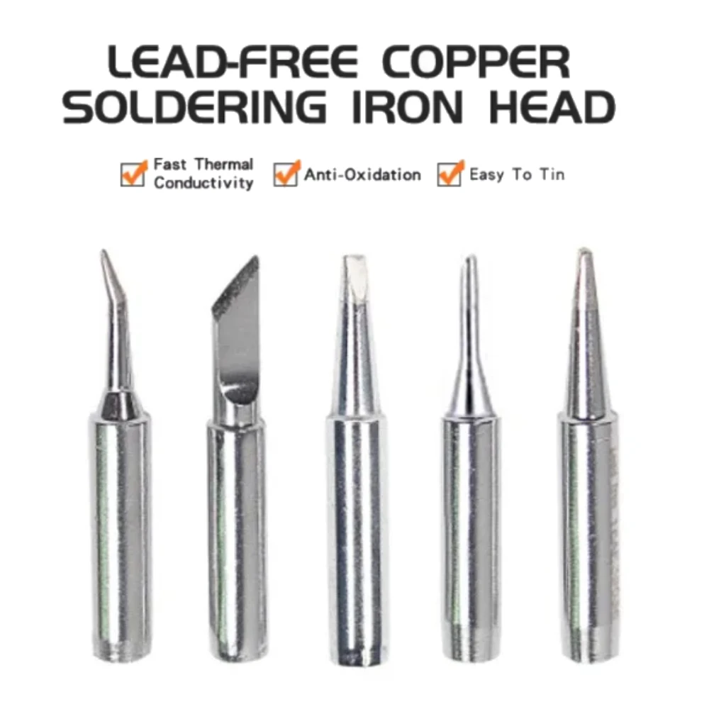 5PCS Copper 900M-T Soldering Iron Tip Set Electric Soldering Iron -free Welding Tips Head BGA Soldering Tools Welding Tips