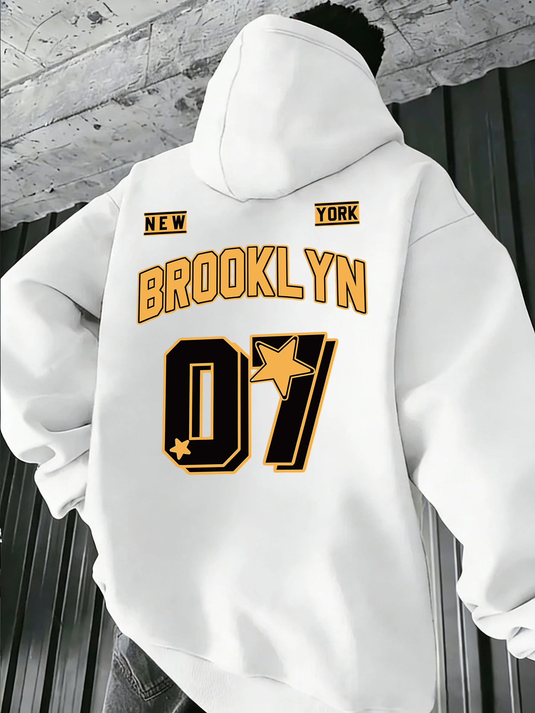 

Мужские уличные худи с принтом Brooklyn New York Number 07, удобные толстовки с карманами, повседневная спортивная одежда в стиле хип-хоп, весенняя флисовая одежда