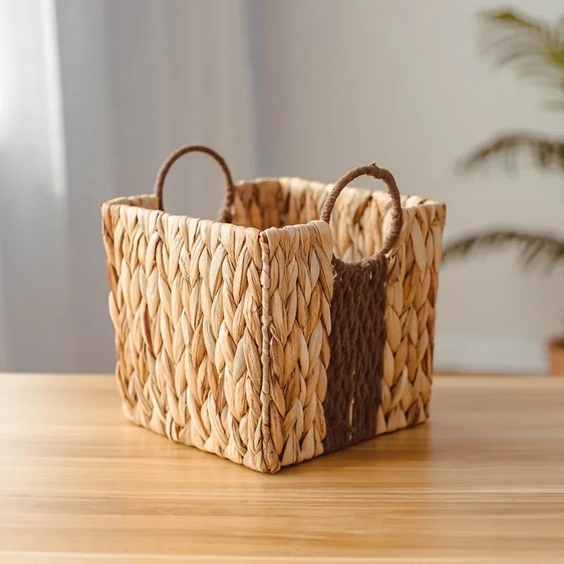 Japanese Water Gourd Straw Storage Basket Organizer Woven Container Desktop Grocery Storage Wicker Basket