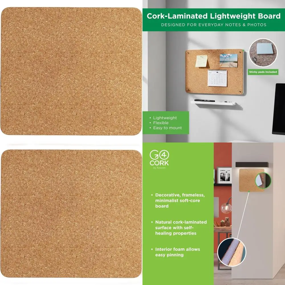 

Двусторонняя плита из вспененного материала с пробковым покрытием - 19,7 x 15,7 | Легкая безрамная доска для заметок с аксессуарами для дома и офиса