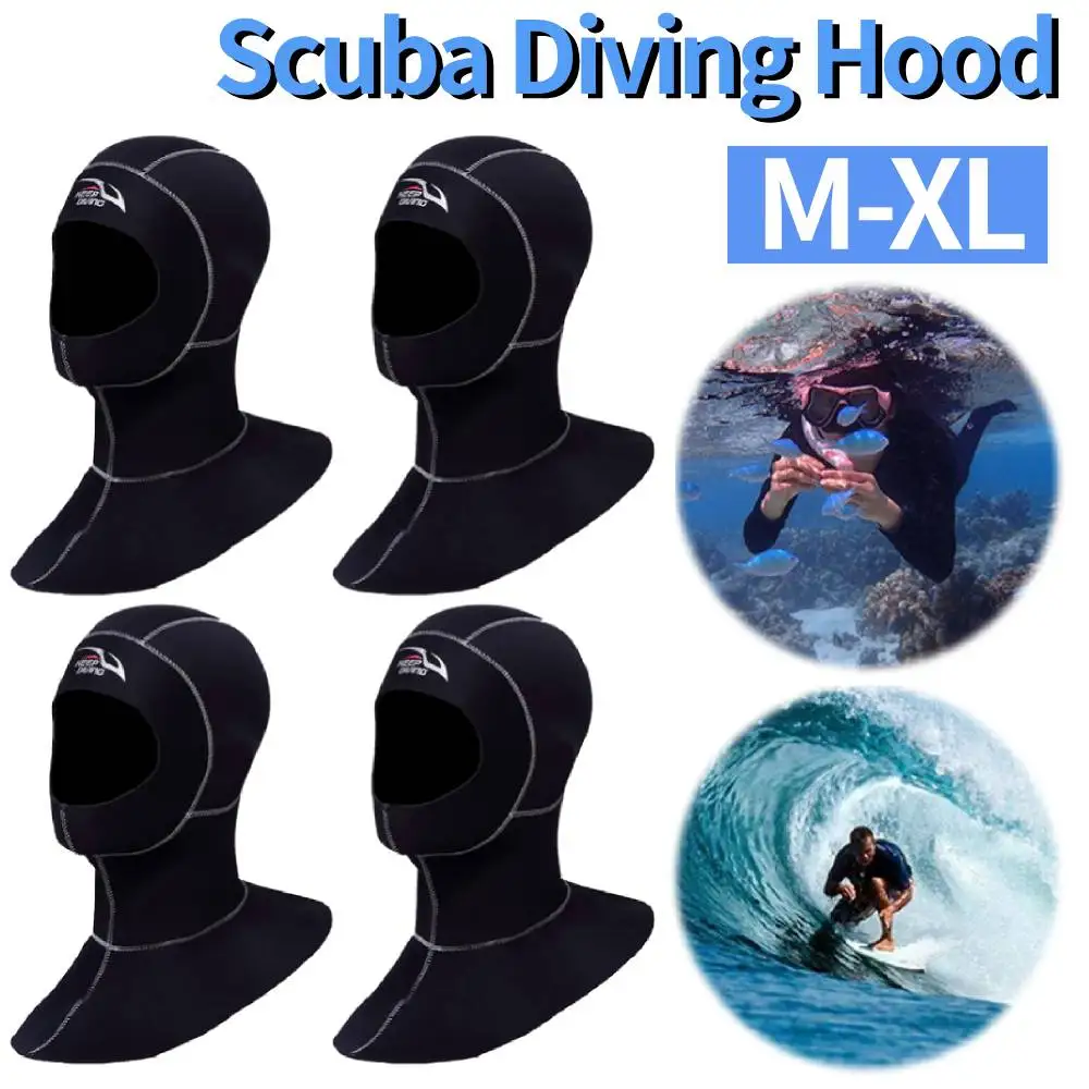 3mm Neoprene Scuba Diving Hood With Shoulder Snorkeling Equipment Hat Cap Winter Swim Warm Wetsuit Spearfishing for Snorkeling