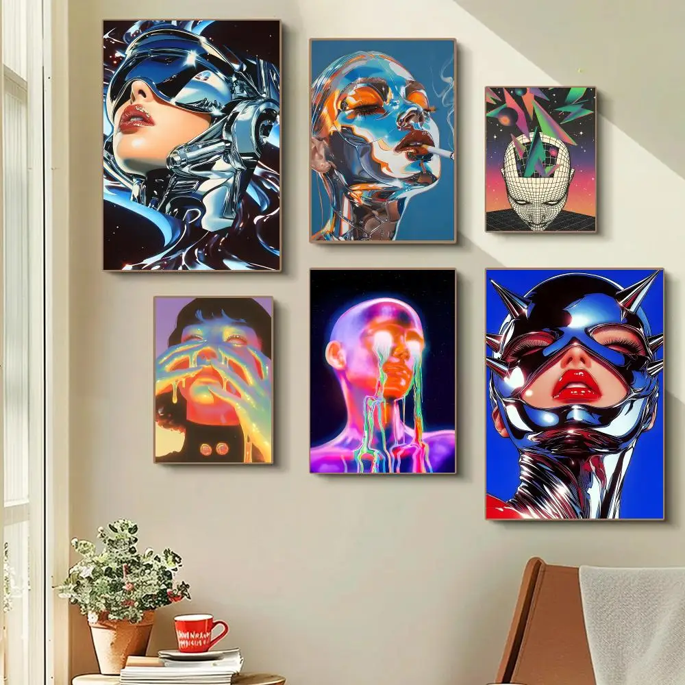 Abstract Futurism Poster Self-adhesive Advanced Aesthetic Printing Paper Wall Art For Living Room Home Decor