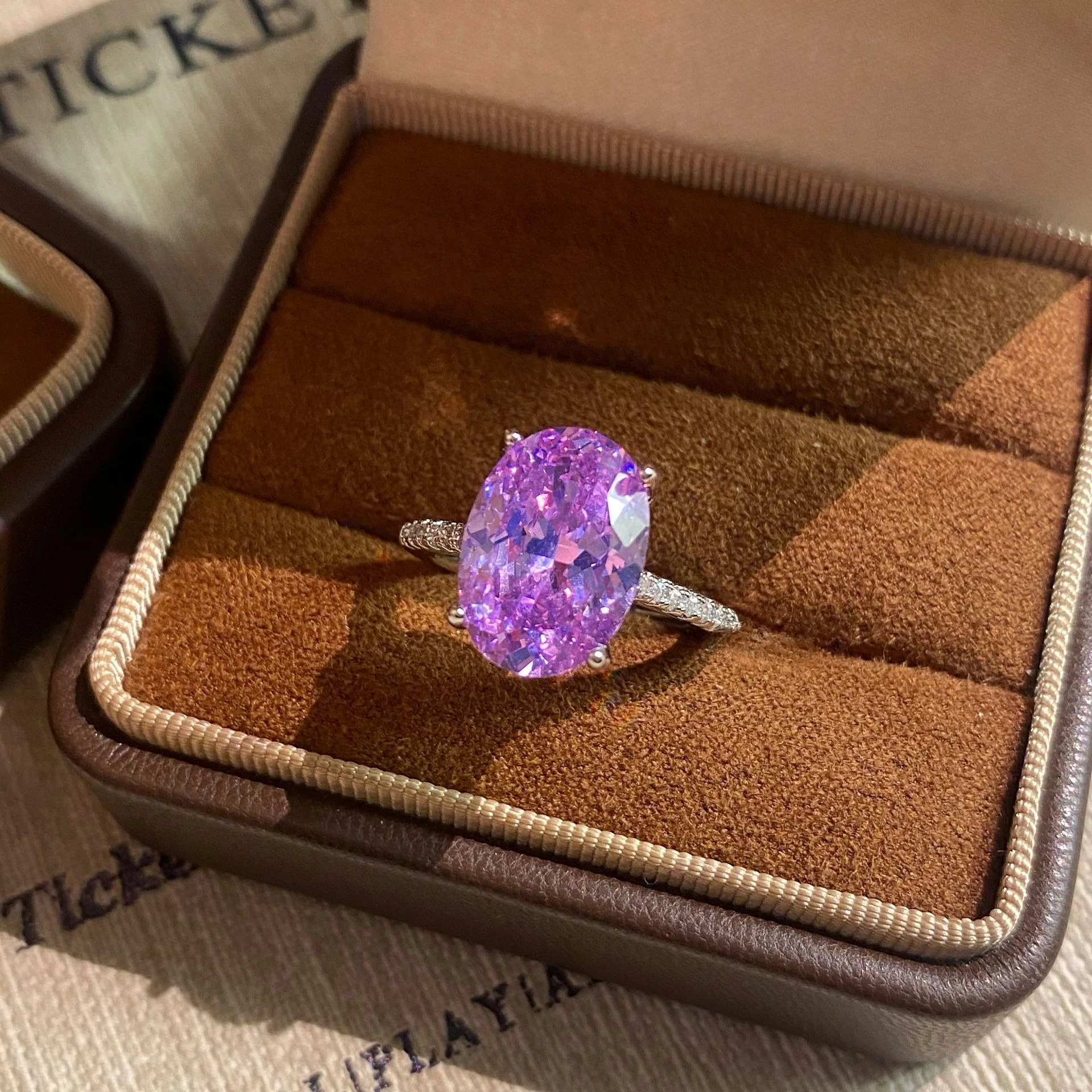 925 Sterling Silber Vogelnest-Schliff Papalacha Hochkarätiger Diamant Luxuriöser Taubenei-Funkelnder Schmuck Ehering – Detail 5
