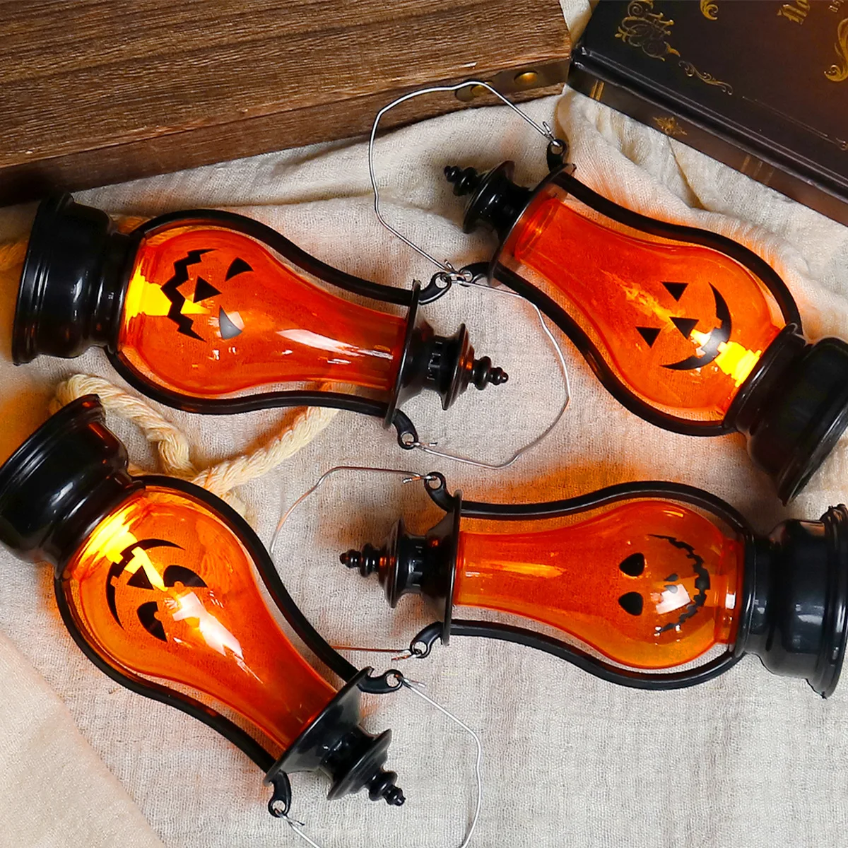 

Halloween LED Electronic Small Oil Lamp Portable Pumpkin Lantern Party Decoration Atmosphere Props