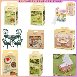 Sylvanian Families Anime Girl Figures Kindergarten Series Happy Primary School Rainbow Castle School Bus Tree Cabin Kids Toy
