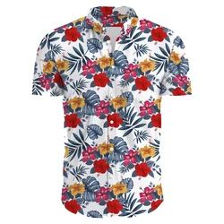 1950s Rockabilly Shirt Men Casual Vintage Punk Rave Tops Monstera Toucan Print Short Sleeve Dress Shirts Men Clothes Steampunk