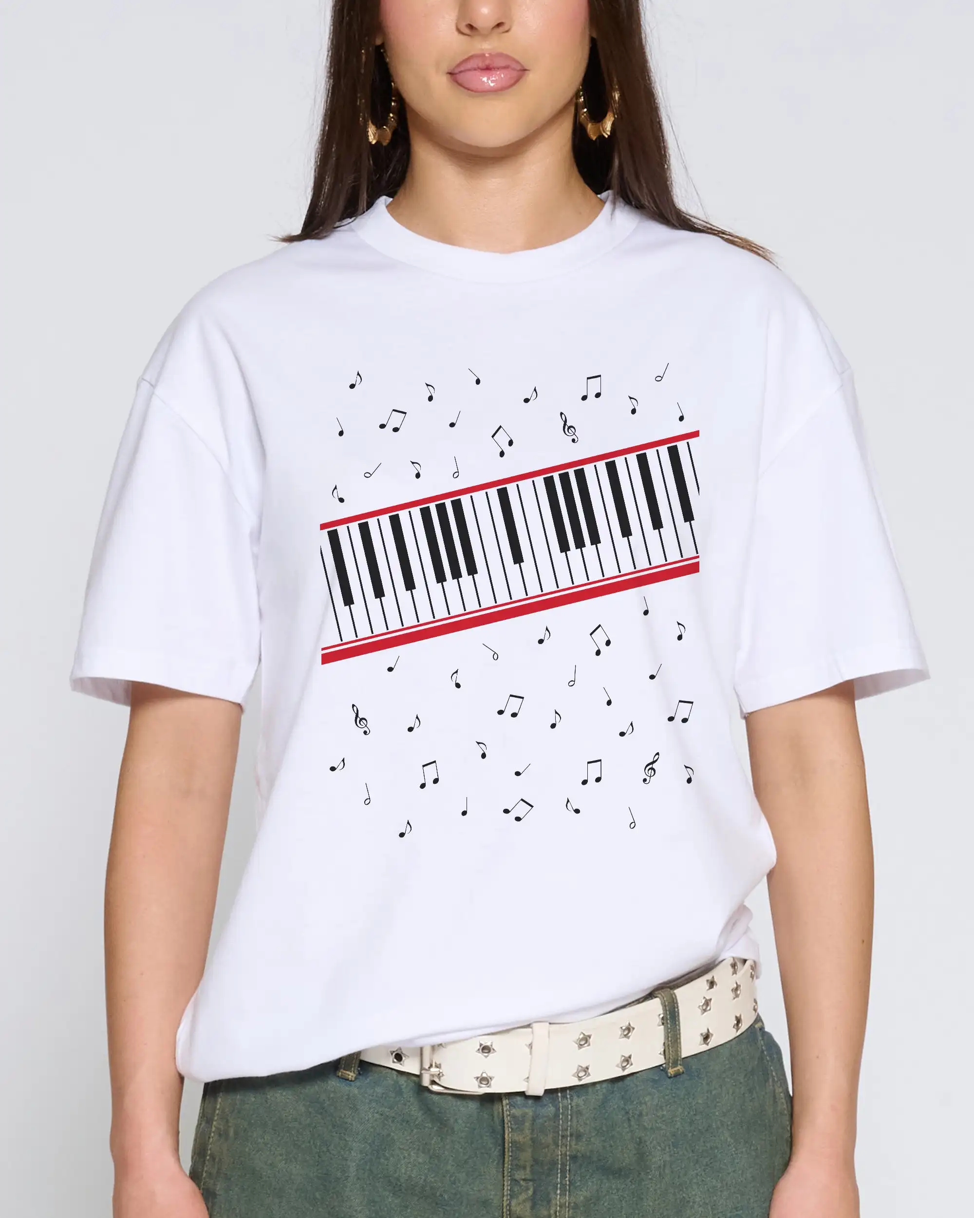 Beat It Piano Keys  Retro Graphic T-Shirt Cotton Men Women Streetwear Tee