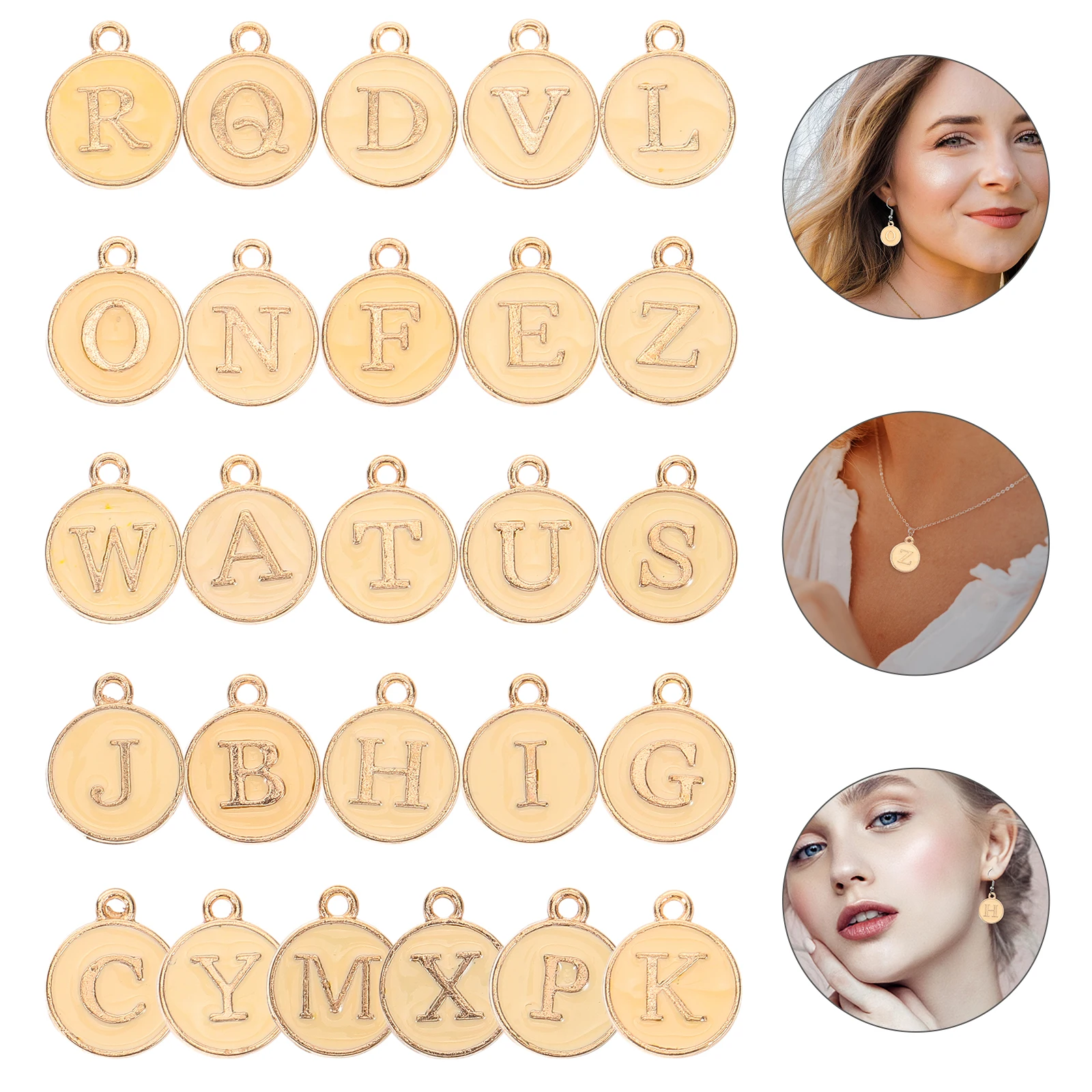 

Letter Pendant Accessories Alphabet Pendants Double-sided Charms Necklace Jewelry for Alloy