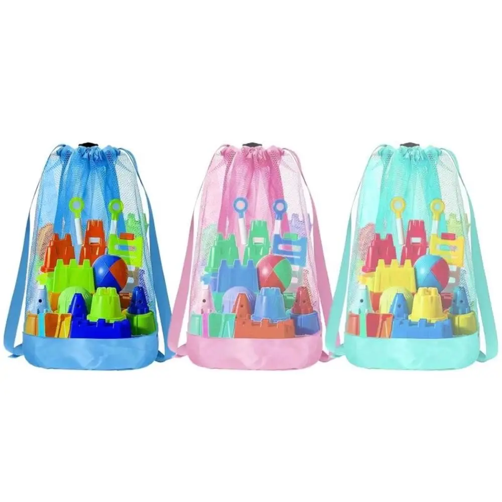 Sand-Resistant Beach Backpack Extra-Large Drawstring Closure Mesh Beach Bag Adjustable Straps Net Backpack Bags