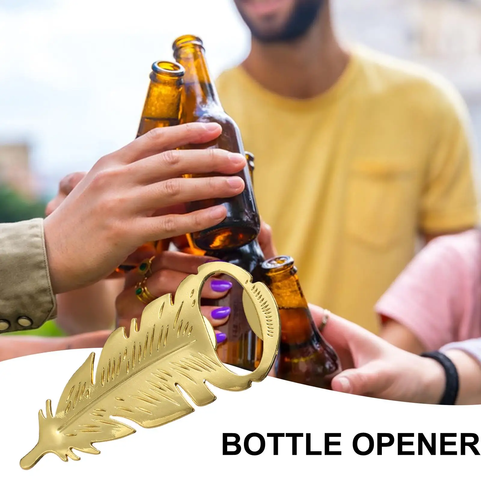 Multifunctional Bottle Opener Tool Portable Ergonomic Metal Golden Sparkle Beer Bottle Caps Remover for Camping Picnic Party