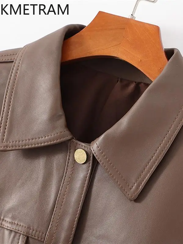 100% strato superiore giacche di pelle di pecora donna vintage giacca corta in vera pelle 2025 Nuovo in capispalla autunno abbigliamento donna arrivoات