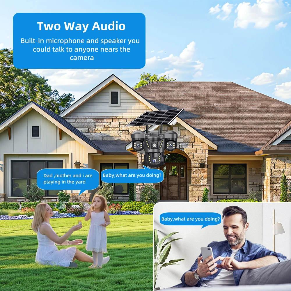 V380 PRO Telecamera IP solare 4G Wirless CCTV Videocamera di sorveglianza Monitor esterno 15MP HD Visione notturna Protezione di sicurezza