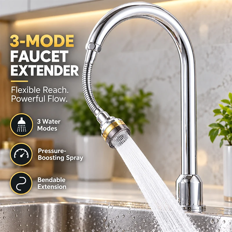 Kitchen Faucet Extender Gold-rimmed Universal Rotating Anti-splash Water Booster Aerator Extension Pipe Water Nozzle