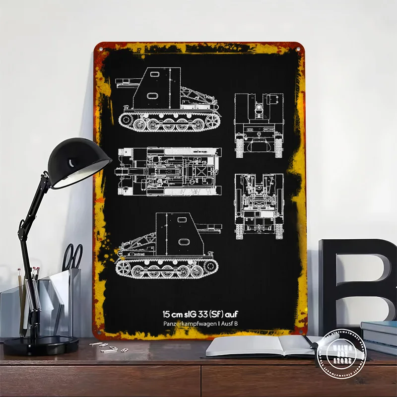 15 Cm SIG 33 Sf Auf Panz Poster Customized Wall Art Vintage Metal Signs Retro Tin Plaque for Man Cave Decoration At Home Decor