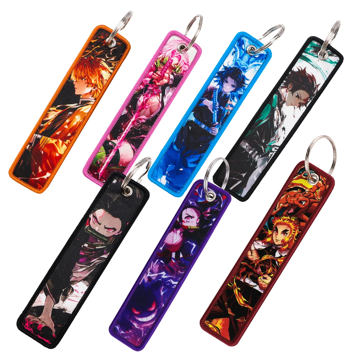 

Anime Ghost Embroidery Key Fobs Manga Key Tags Keychains for Women Men Car Keyring Cosplay Accessories Chaveiro Toys Gift