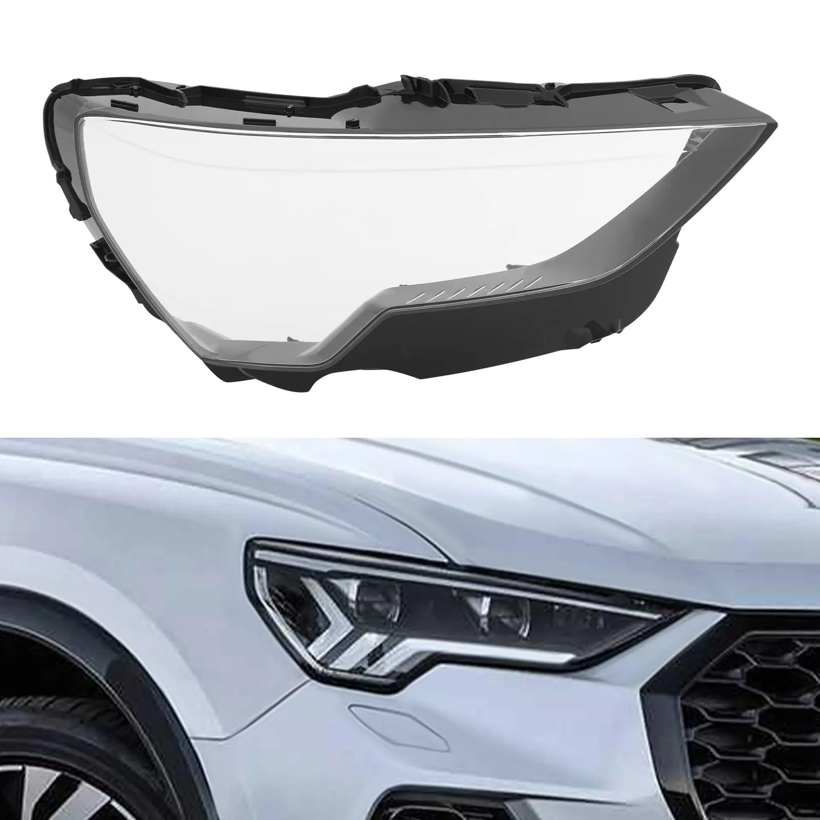 

Headlight Lens Cover Compatible with 2019 2020 2021 2022 2023 Audi Q3 Front Headlamp Lampshade Passenger Side Light Covers Direc