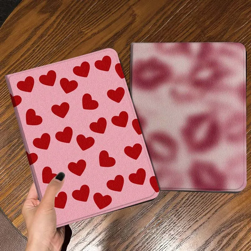 

Cartoon Red Heart Pattern Tablet Case For Samsung Galaxy Tab S7 S8 S9 S10 FE Lite Gift