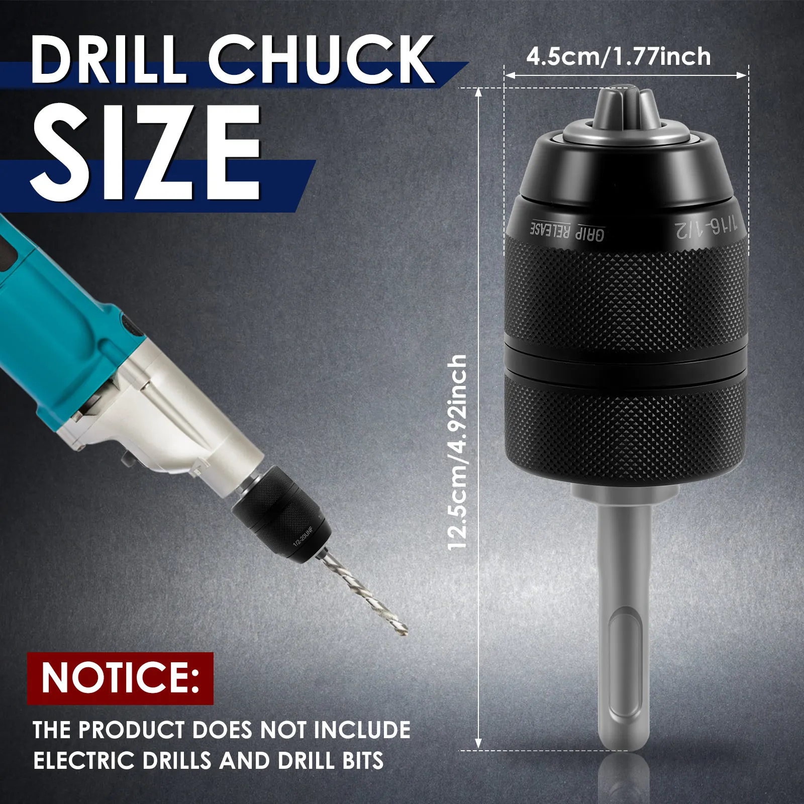 

2-13mm Capacity Metal Keyless Lathe Drill Chuck Converter with SDS Adapter Accessories Professional Converter Tool