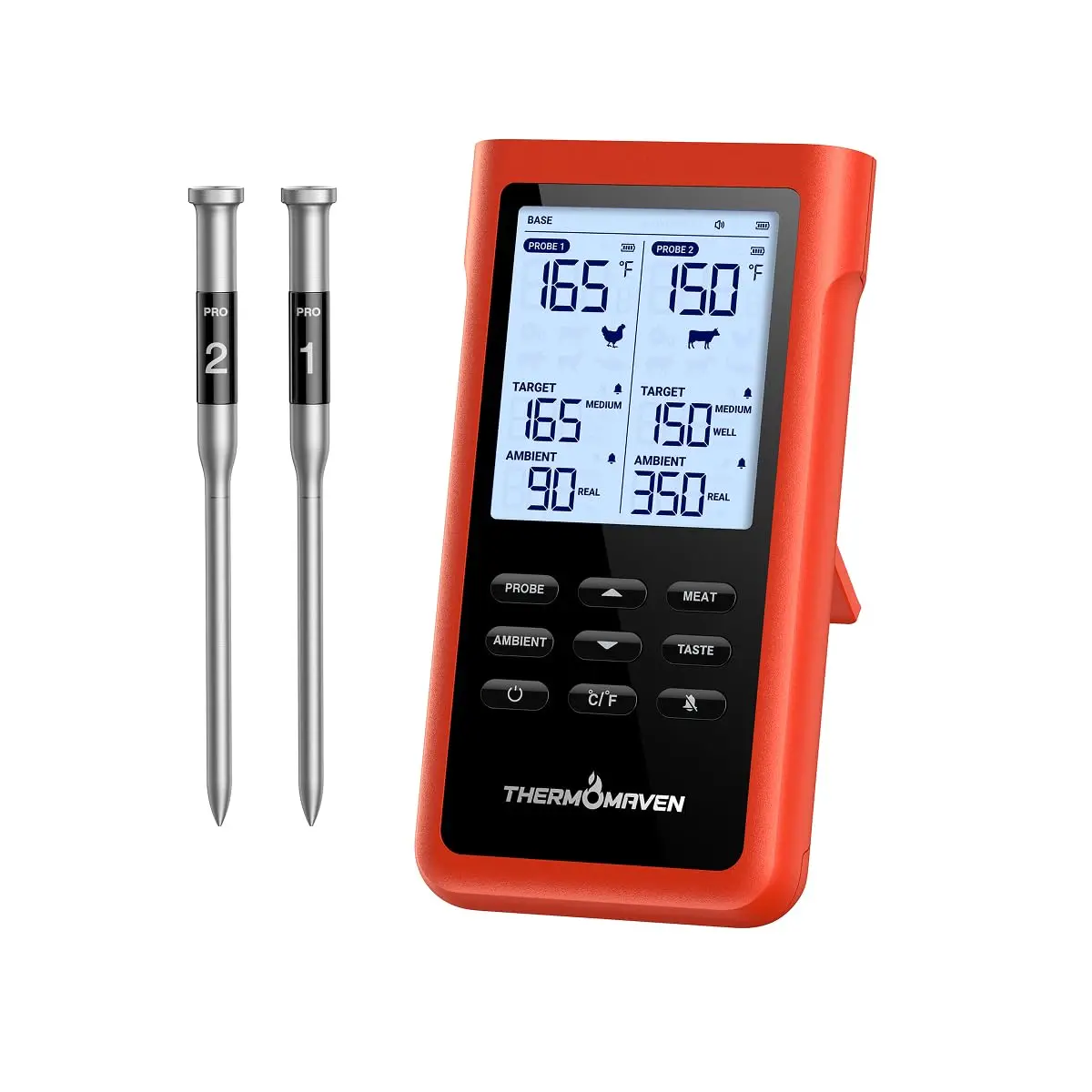 

Wireless Meat Thermometer with 3000ft Range, 6 Sensors, NIST Certified, Dual Probes for Grill & Oven