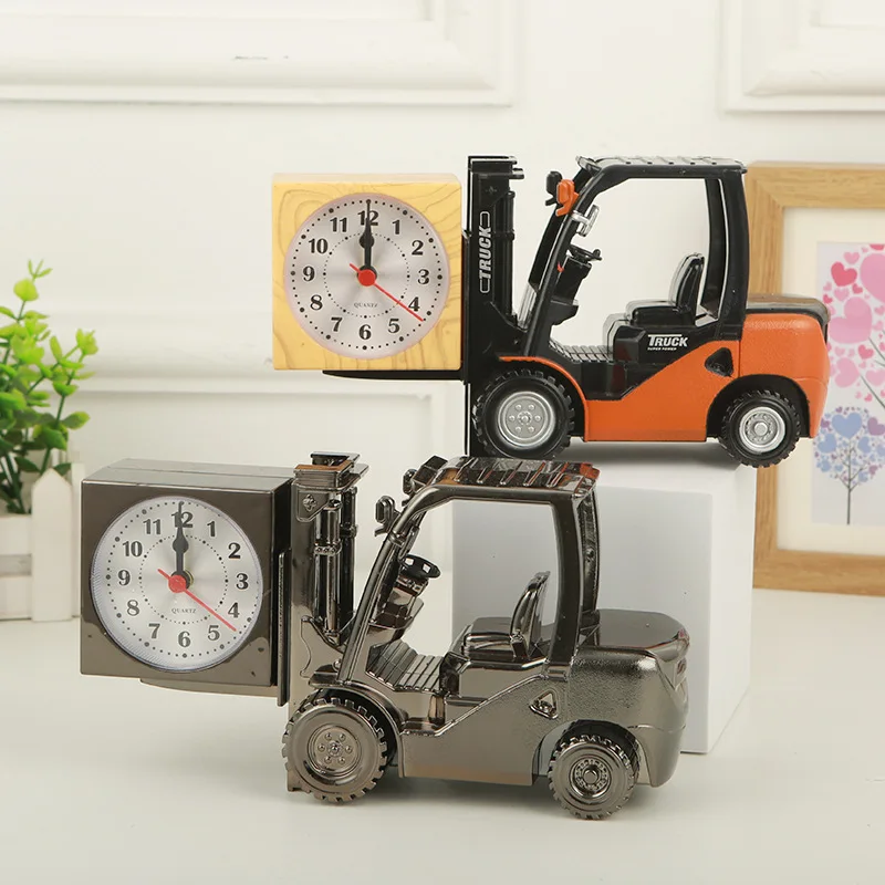 Unique Retro Digital Clock Ornaments With Forklift Design Fashionable Creative Alarm Clock Bedside Clock Home Decoration Gifts