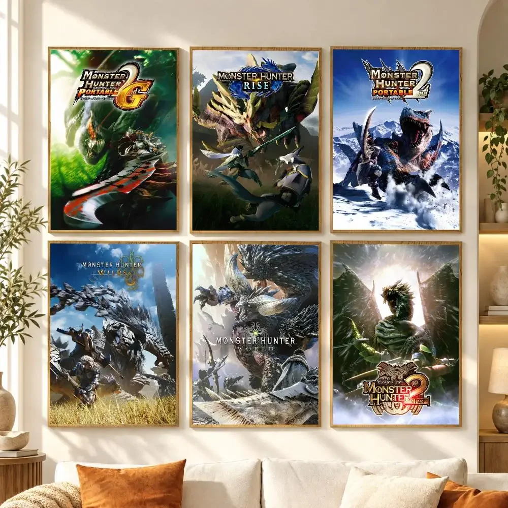 Fantasy Game M-Monster H-Hunter World Poster Premium Modern Waterproof Wall Art Pictures for Bedroom Living Room Bar Decor