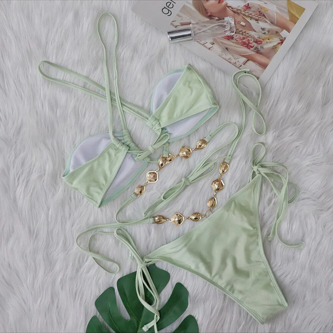 Sexy Bikini mit Diamant-Strasssteinen, Wickel-Bikini, Damen-Badeanzug, zweiteiliges Bikini-Set, Badebekleidung, Badeanzug, Schwimmbekleidung V5167 – Detail 36