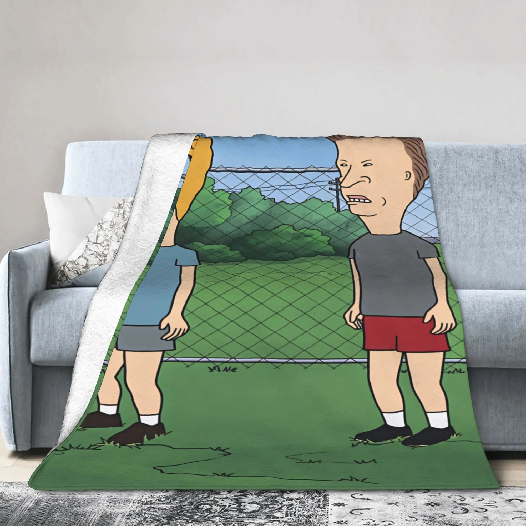 Beavis And Butt Head Outdoor Fence Scene Warm Blankets Travel Office Plush Throw Blanket Couch Bed Flannel Bedspread Sofa Cover
