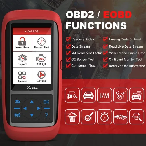 XTOOL X100 Pro3 Auto OBD2 Automotive Scanner Key Programming and Car Code Reader Scanner Free Update for Immobilizer EEPROM