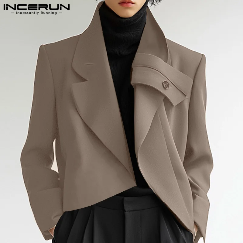 INCERUN Tops 2024 Korean Style Handsome Men's Deconstructive Design Solid Suit Coats Casual Streetwear Make Long Sleeved Blazer