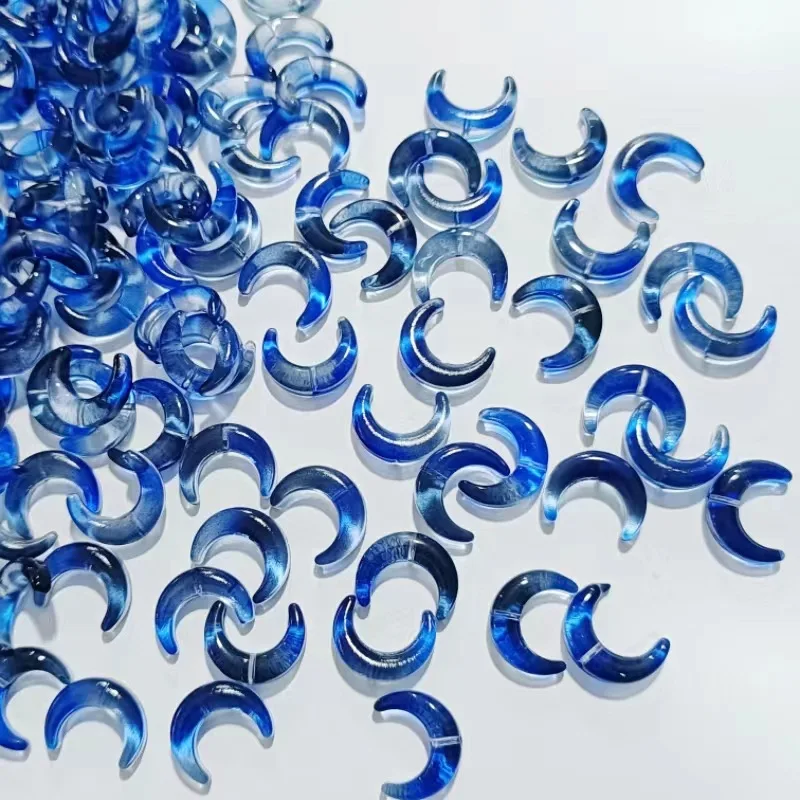 20pcs 12x15MM Moon Shape Lampwork Glass Czech Crystal Loose Beads for Jewelry Making Supplies DIY Charms Bracelets Accessories