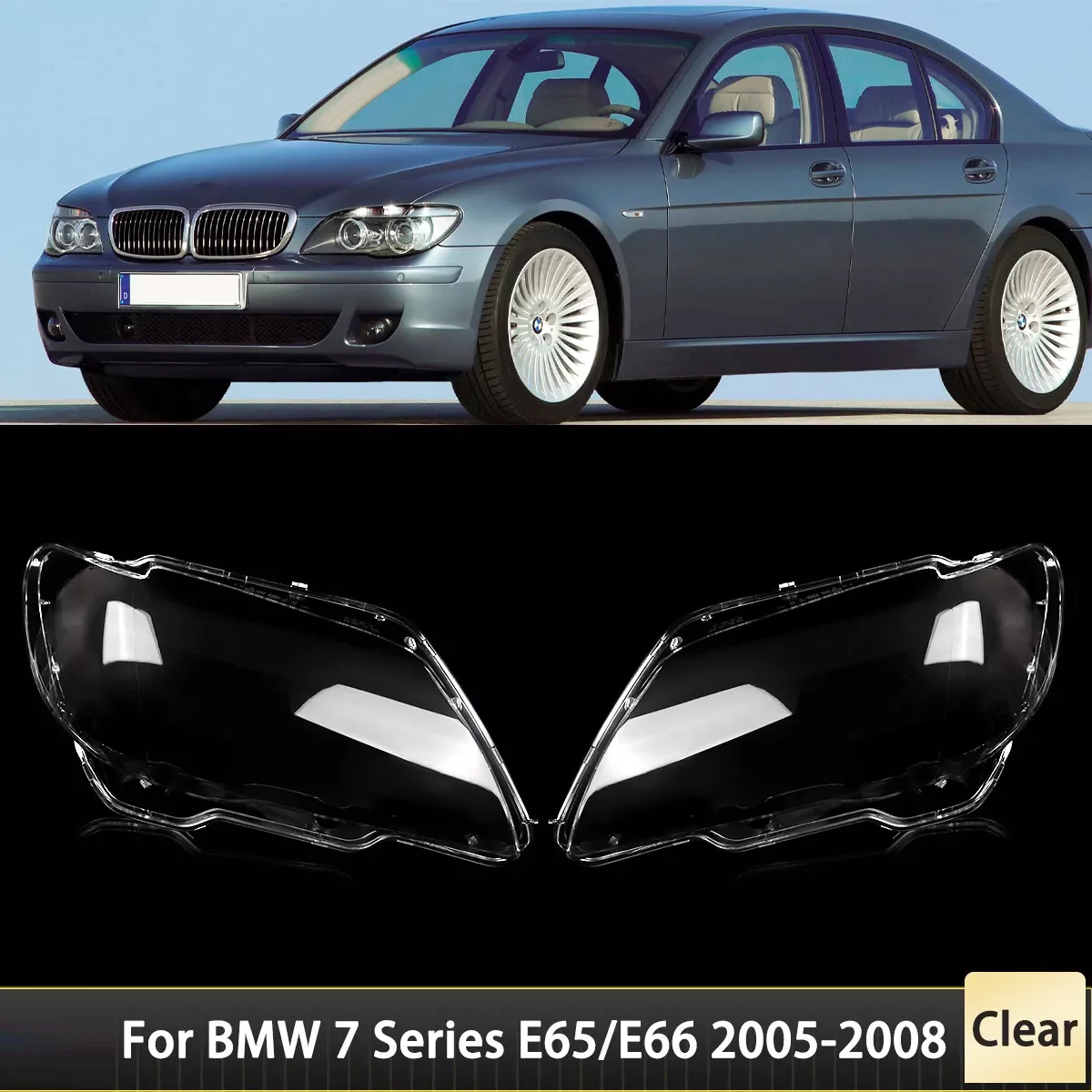 

For BMW 7 Series E65/E66 LCI 2005-2008 Left/Right Car Headlight Lens Cover Headlamp Shell Transparent Lampshade