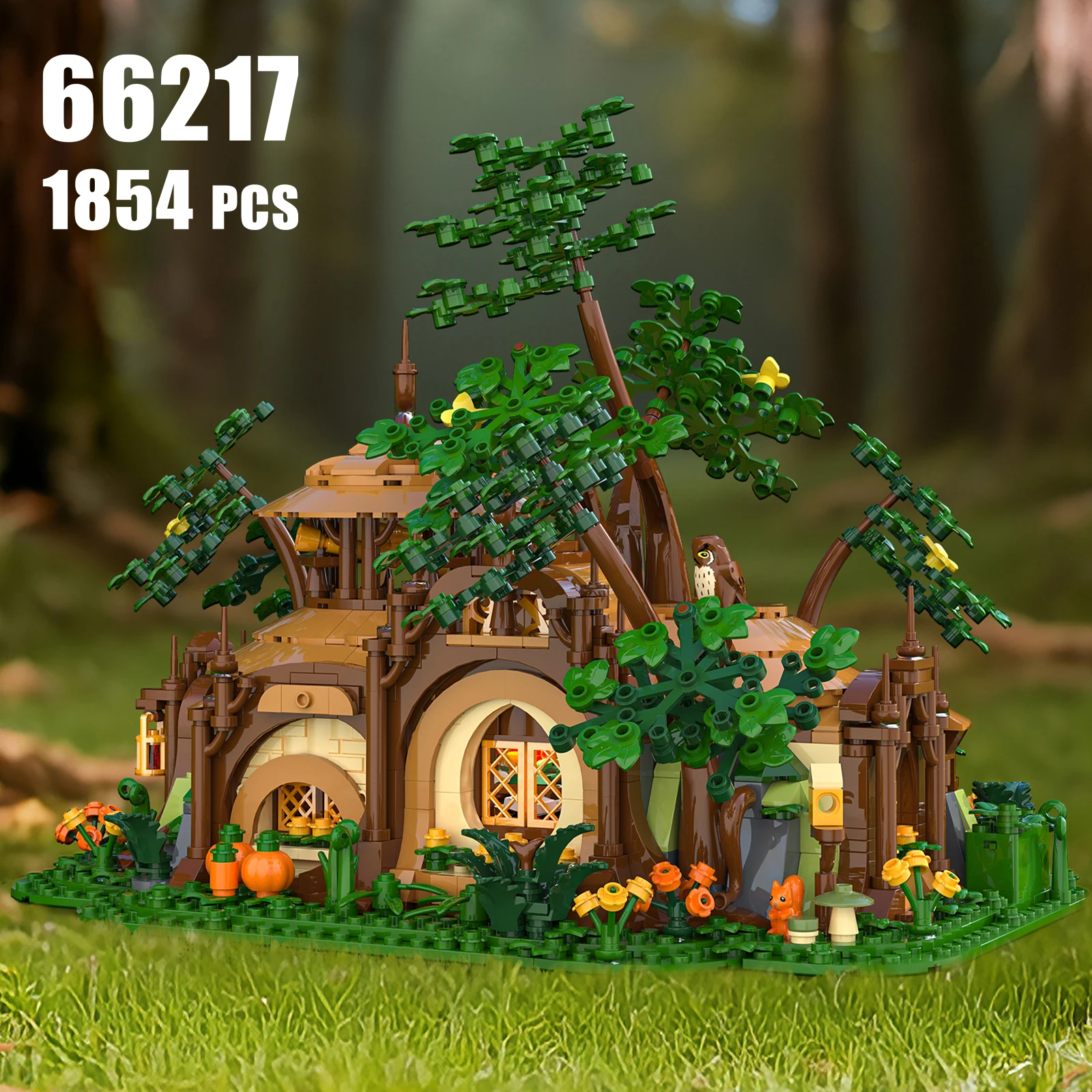 1854PCS Light-up Forest Castle Building Model MOC Building Blocks Toy Set, Toy Ornament, Educational Toy, Kids Birthday Gift
