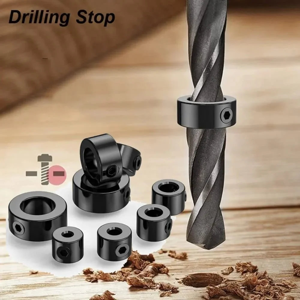 8/3pcs Localizzatore di trapano per la lavorazione del legno 3-16mm Profondità dell'albero Collari Anello Posizionatore Trapano per punta da trapano per legno Chiave esagonale Bit Strumento