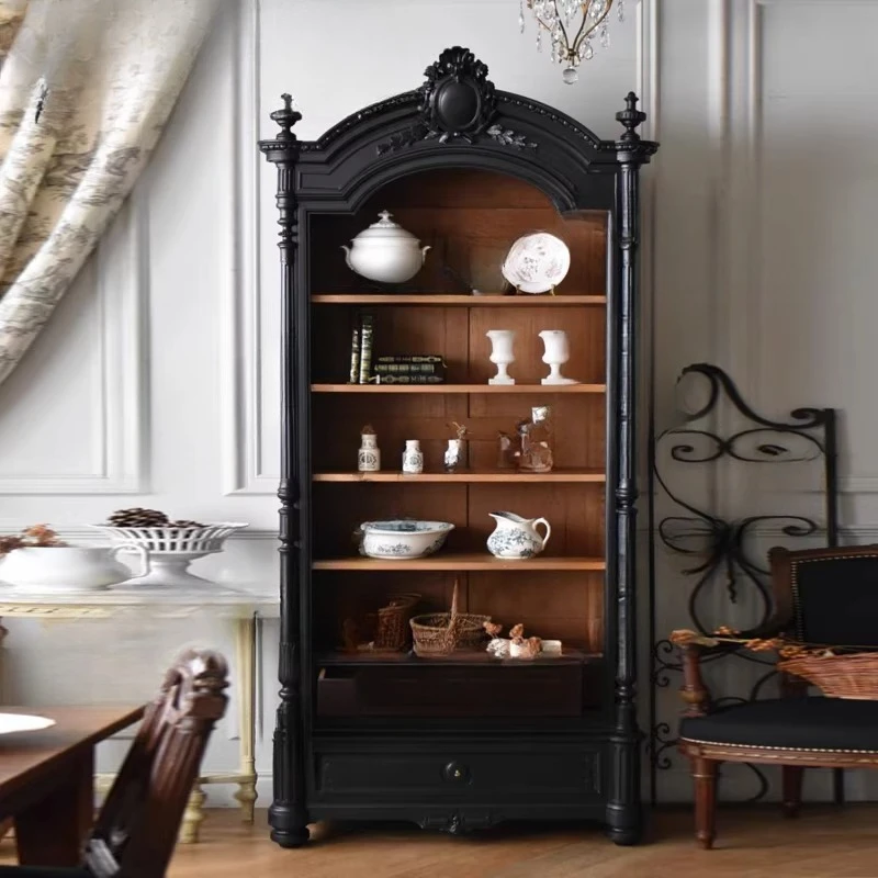 Vintage bookcase American carved display cabinet open locker