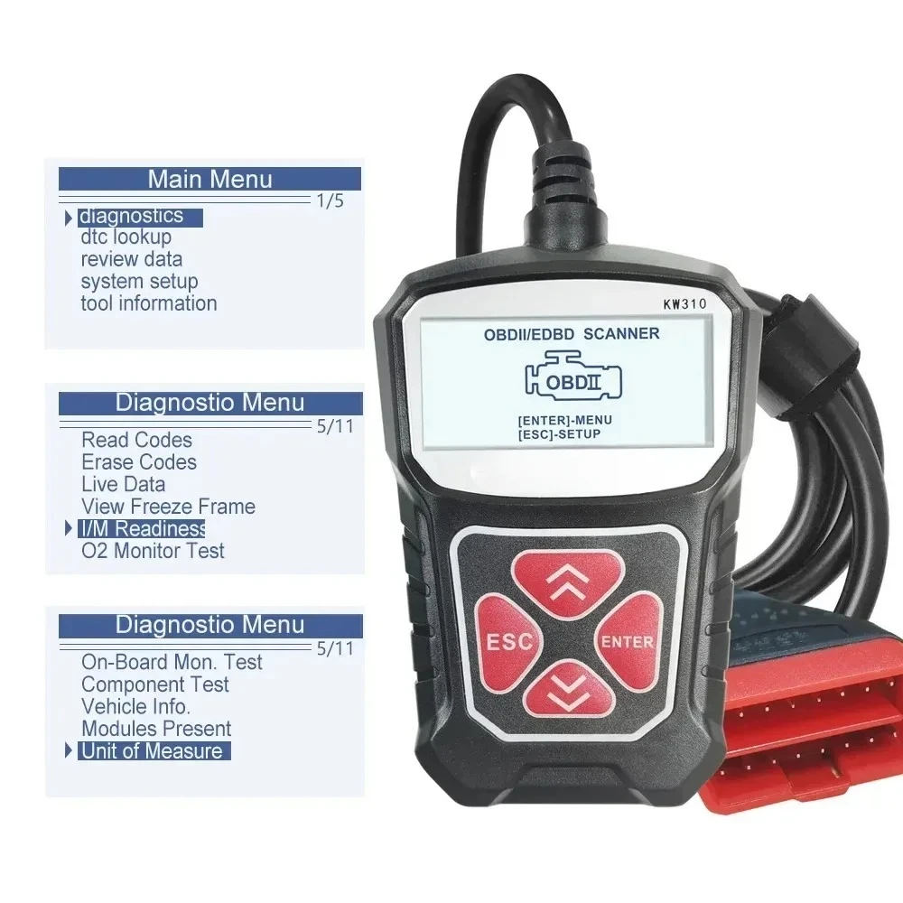 KW310 OBD2 Car Diagnostic Scan Tool Automotive ODB2 OBD 2 Scanner Code Reader with Russian Auto Tools PK ELM 327 V1 5 Wear Part - view 3