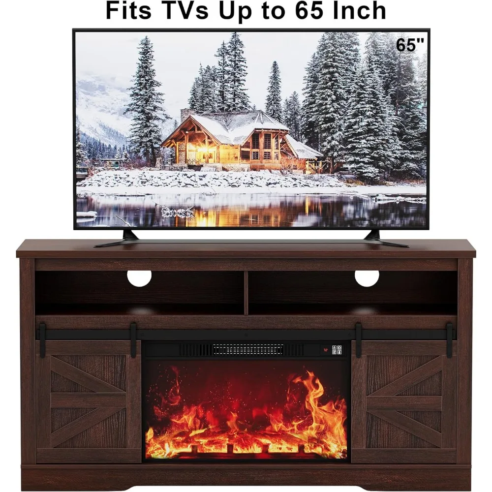 Mueble para TV de más de 65 pulgadas con 26 chimenea, mueble de almacenamiento y estantes ajustables Centro de entretenimiento