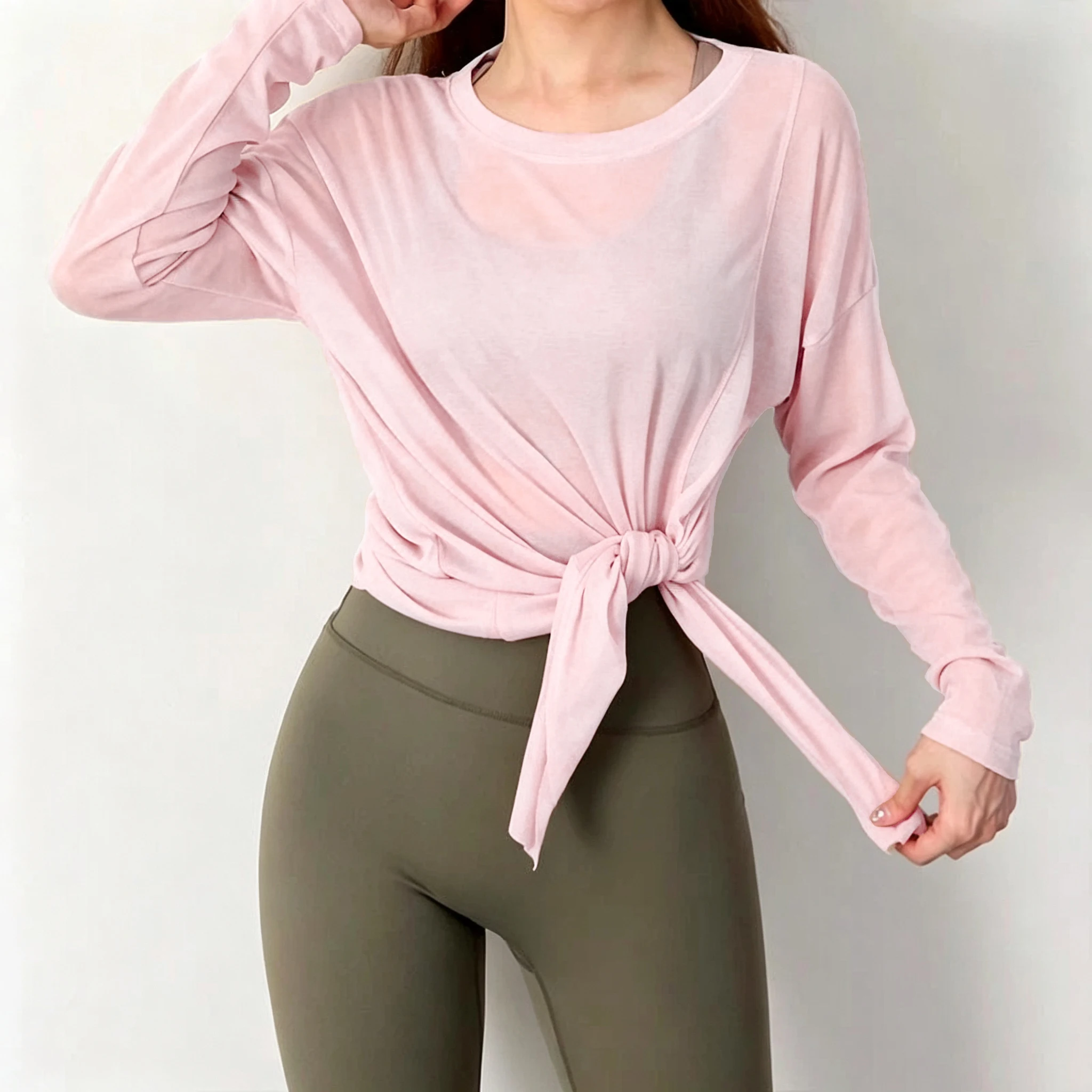 Fashion Sexy Women's Loose Fit Long Sleeve T-Shirt Breathable Comfortable Thin Side Slits Running Casual Outdoor Fitness Top