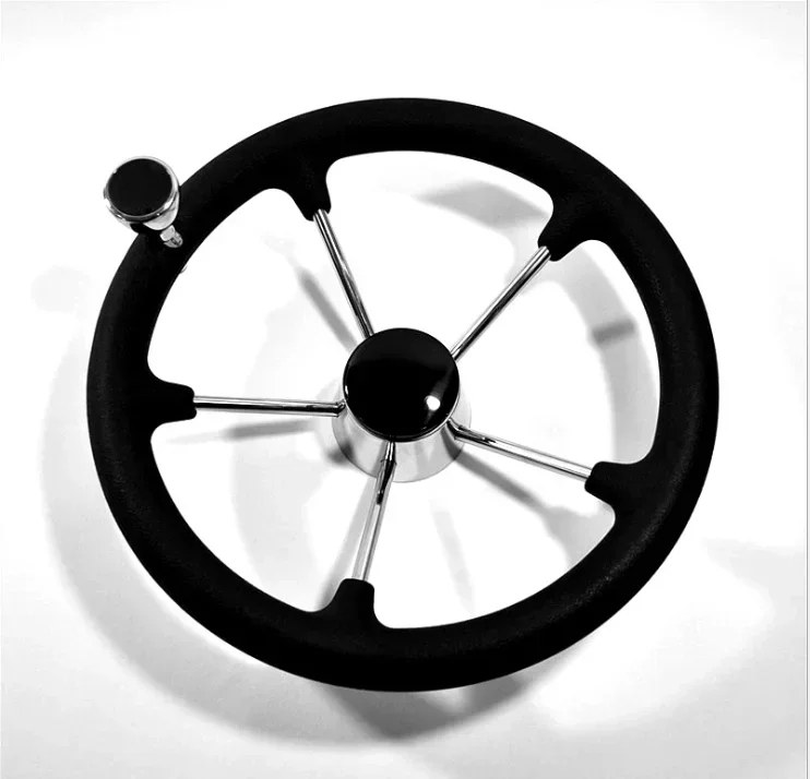 Boat Parts 316 Stainless 13.5 inch 3 Spokes Steel Steering Wheels for Yacht Sailing Ship