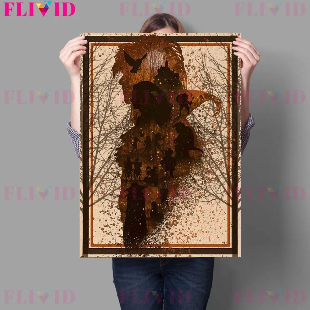 The Flying Witch And Magic Broom Vintage Wall Art Witchcraft And Magic Canvas Painting Home Of Witch Sisters Poster Print Decor